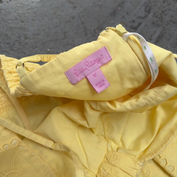 Lilly Pulitzer Canary Yellow BabyDoll Scalloped Dress 12 - Picture 4 of 5